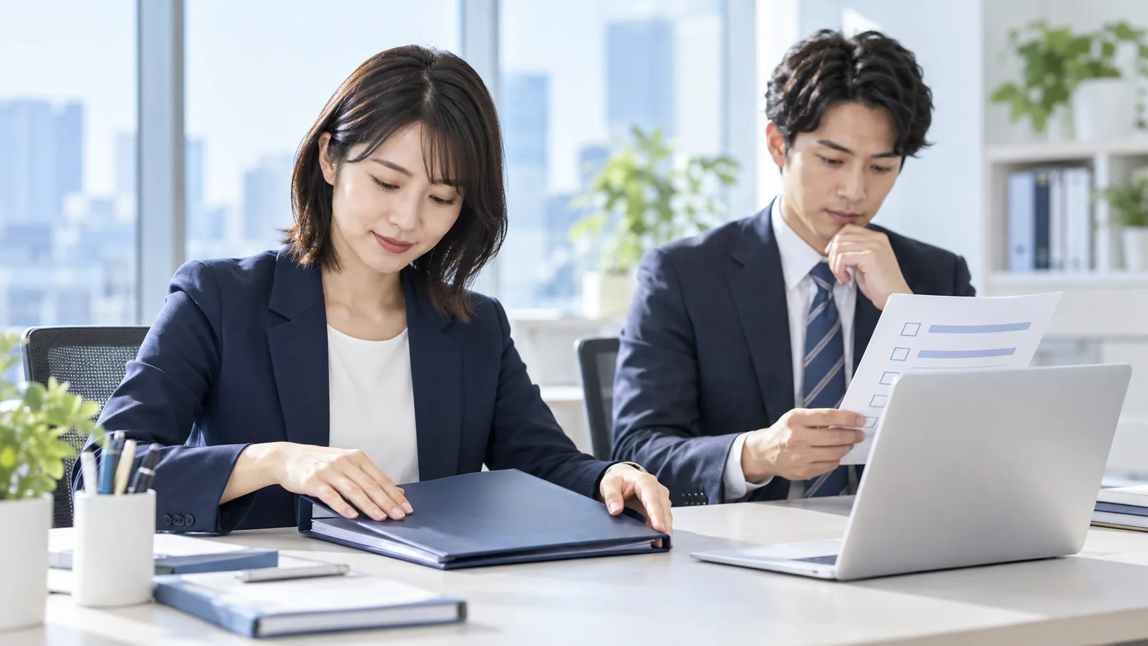 顧客データの取り扱いを確認する担当者のイメージ（AI生成）