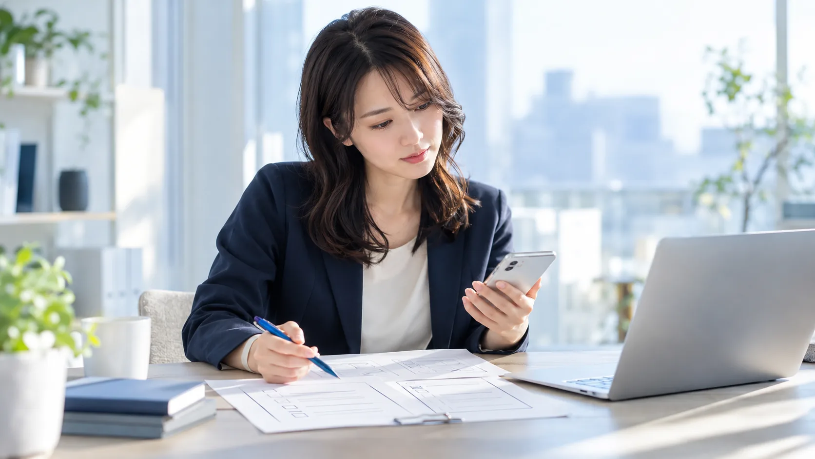 BtoBフォームの入力項目を確認する担当者のイメージ（AI生成）