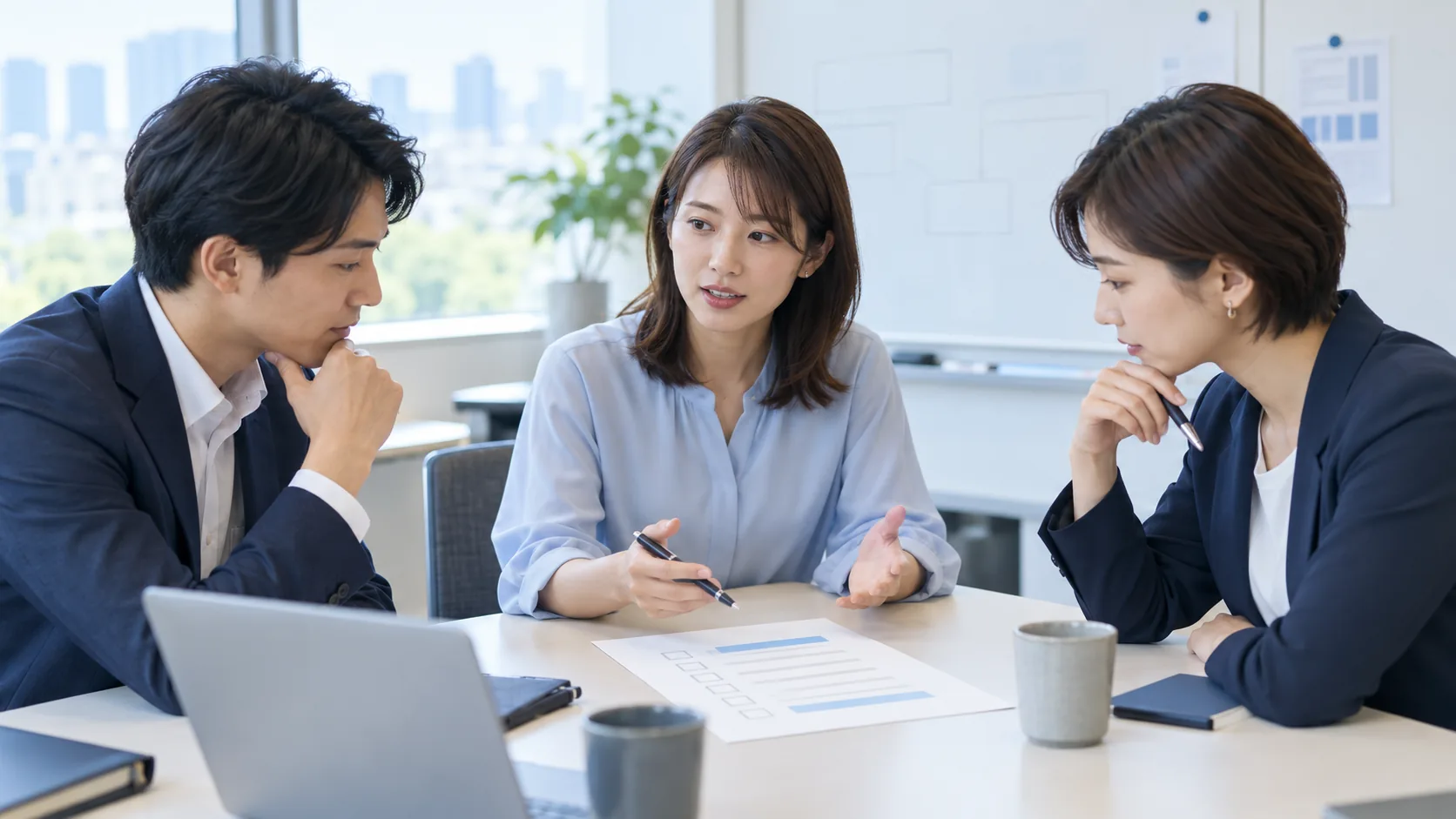 リードの定義をすり合わせる営業とマーケティング担当者のイメージ(AI生成)