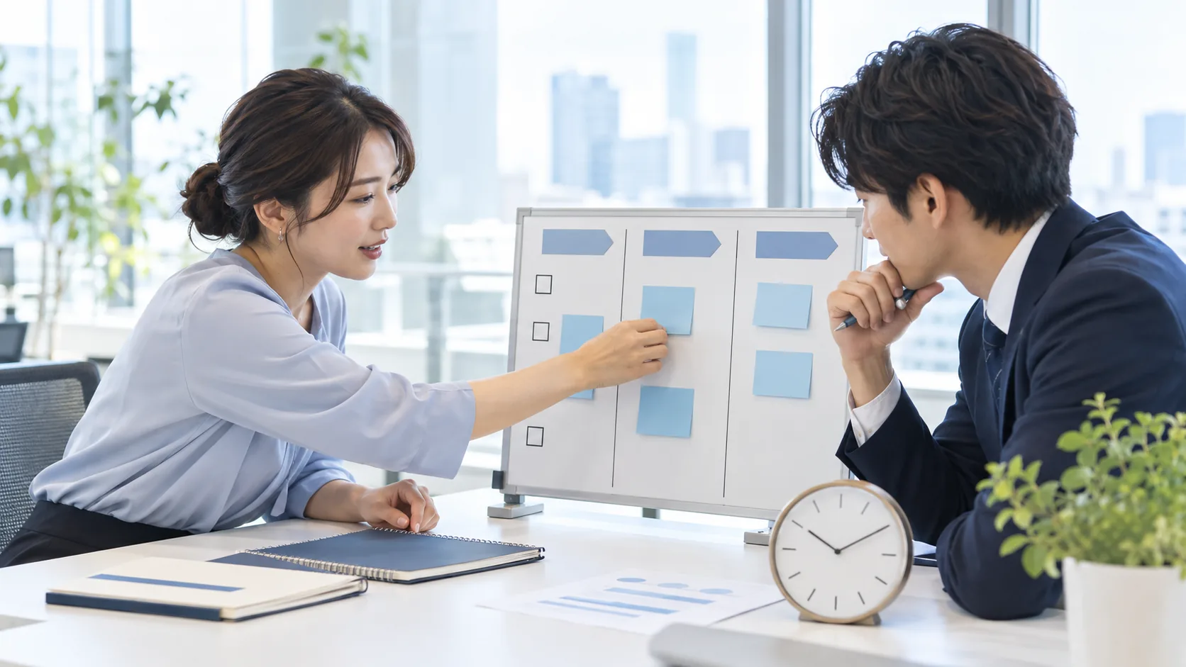 対応期限と役割分担を確認する担当者のイメージ(AI生成)