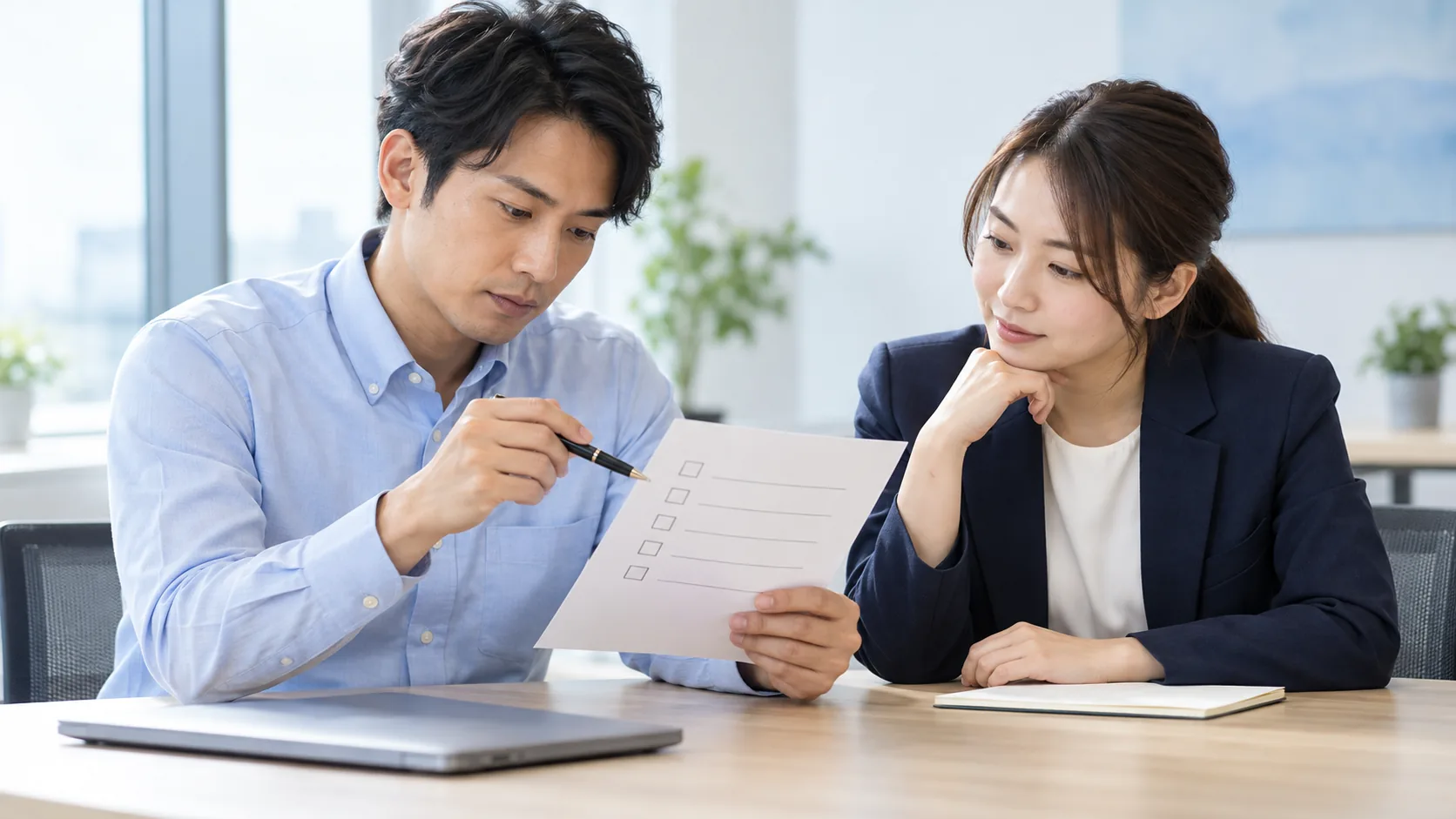 商談につなぐ条件を照合する担当者のイメージ（AI生成）